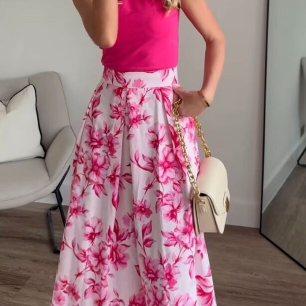 ZARA FLORAL PRINT MIDI SKIRT